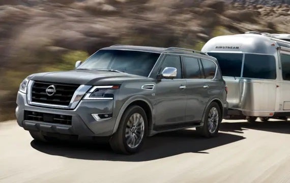 2023 Nissan Armada towing an airstream | Crossroads Nissan Wake Forest in Wake Forest NC