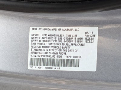 2018 Honda Ridgeline RTL-T