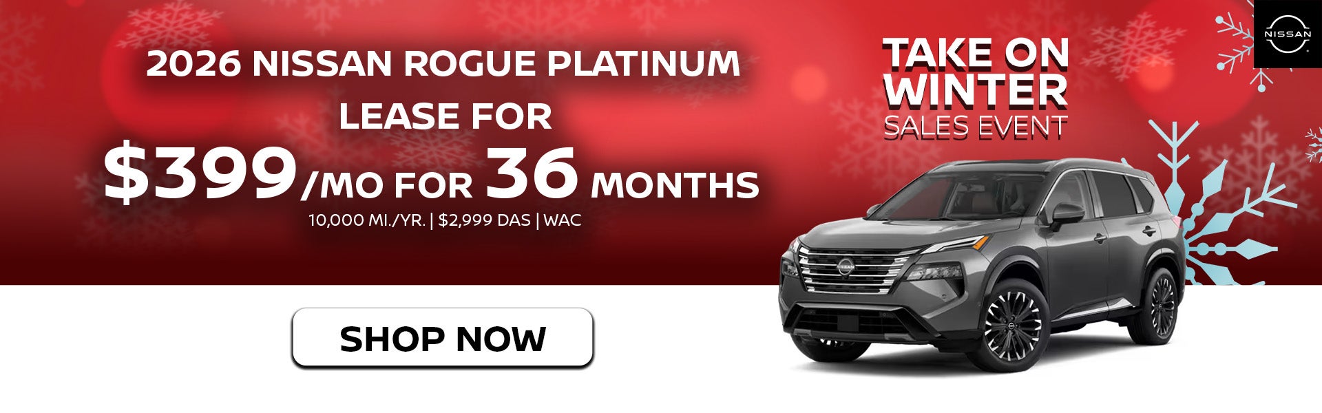 2026 Nissan Rogue Platinum Lease for $399/month for 36 Month