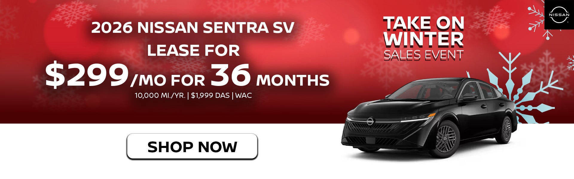 2026 Nissan Sentra SV Lease for $299/month for 36 Months