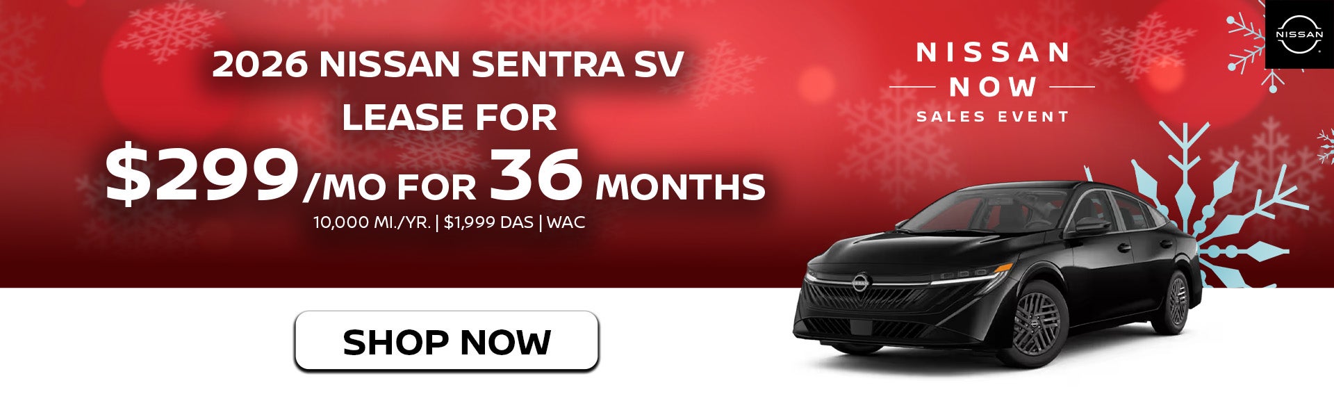 2026 Nissan Sentra SV Lease for $299/month for 36 Months